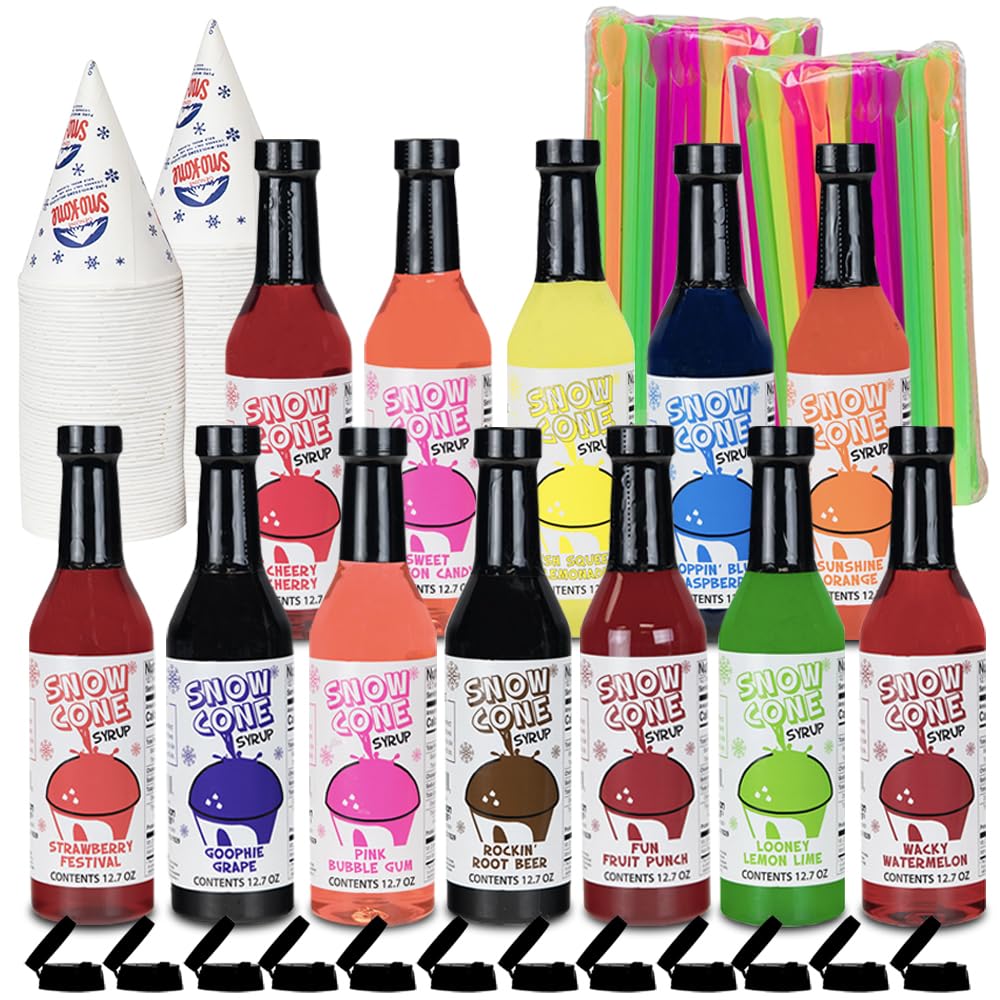 Sno-Cone Syrup 12-Pack 12.7oz (12 Pack Deluxe Kit)