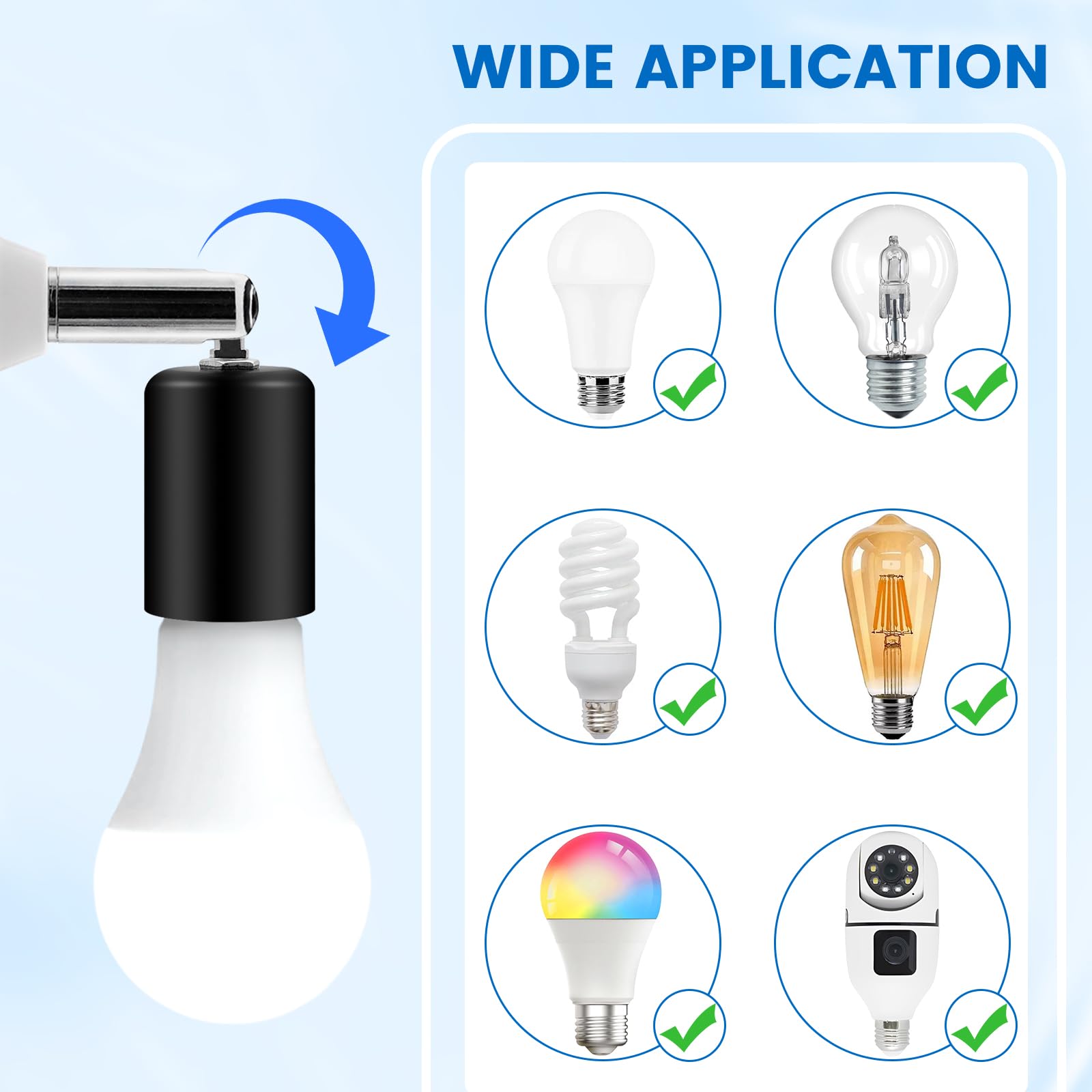 Ceramic Light Bulb Socket Extender, Heat-Resistant E26/E27 Light Socket Adapter with 4.5 Inch Extension for Camera Lamp - Image 4