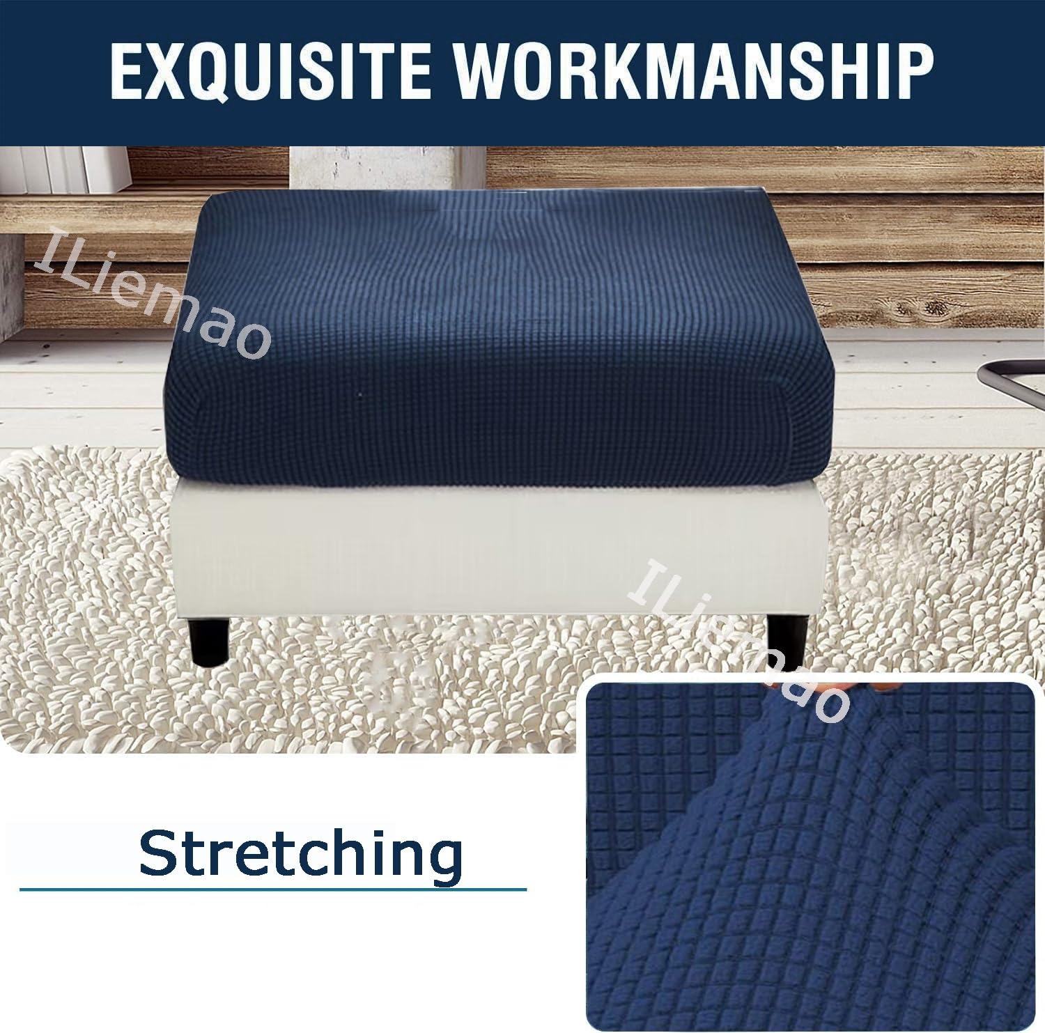 Amazon.com: ZEaink Super Stretch Soft Fit Ottoman Cover Slipcover 