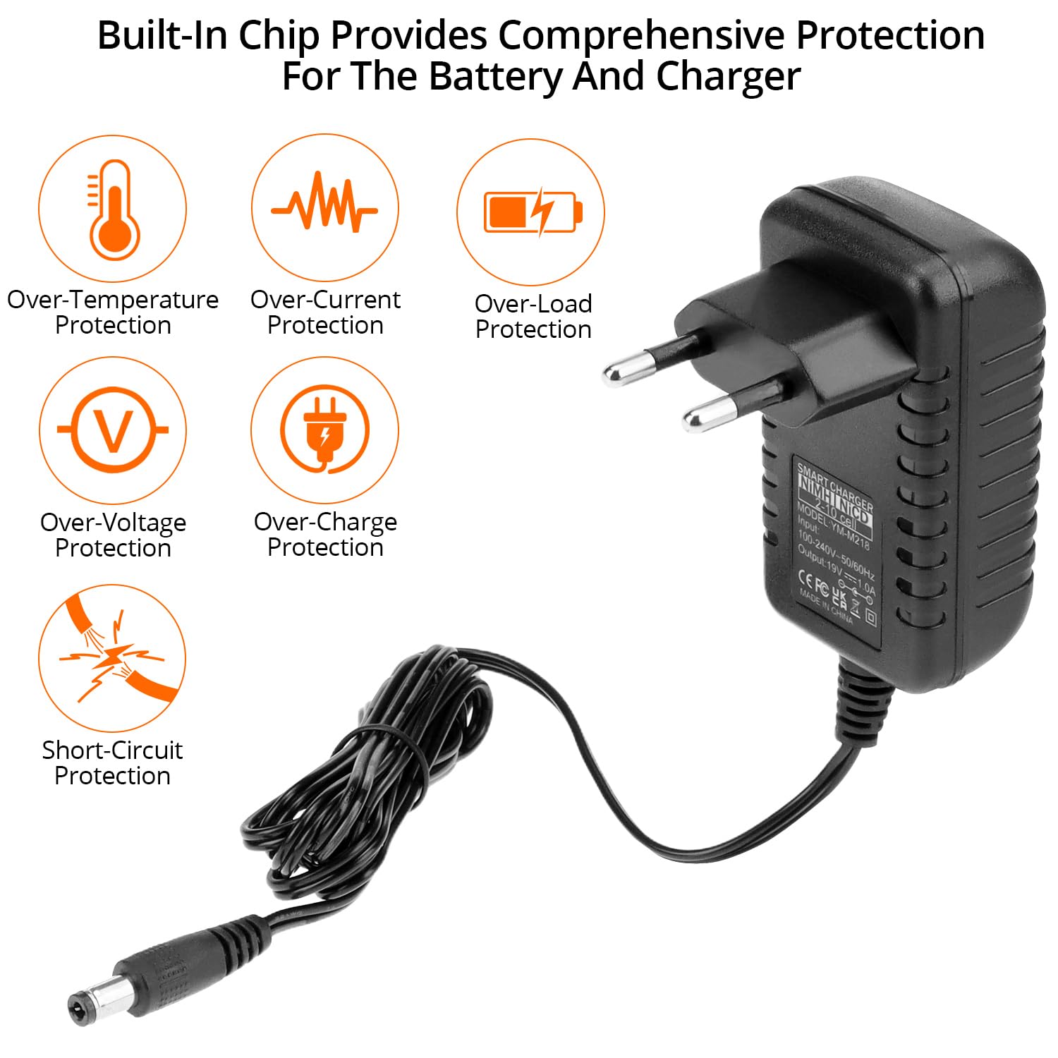 Cargador Inteligente QWORK® Para Baterías NiMH/NiCD De 2 A 10 Celdas – Compatible Con Tamiya, Mini Tamiya, JST, JR/Futaba, SM Y XH, Entrada 100-240V, Salida 500-800mA