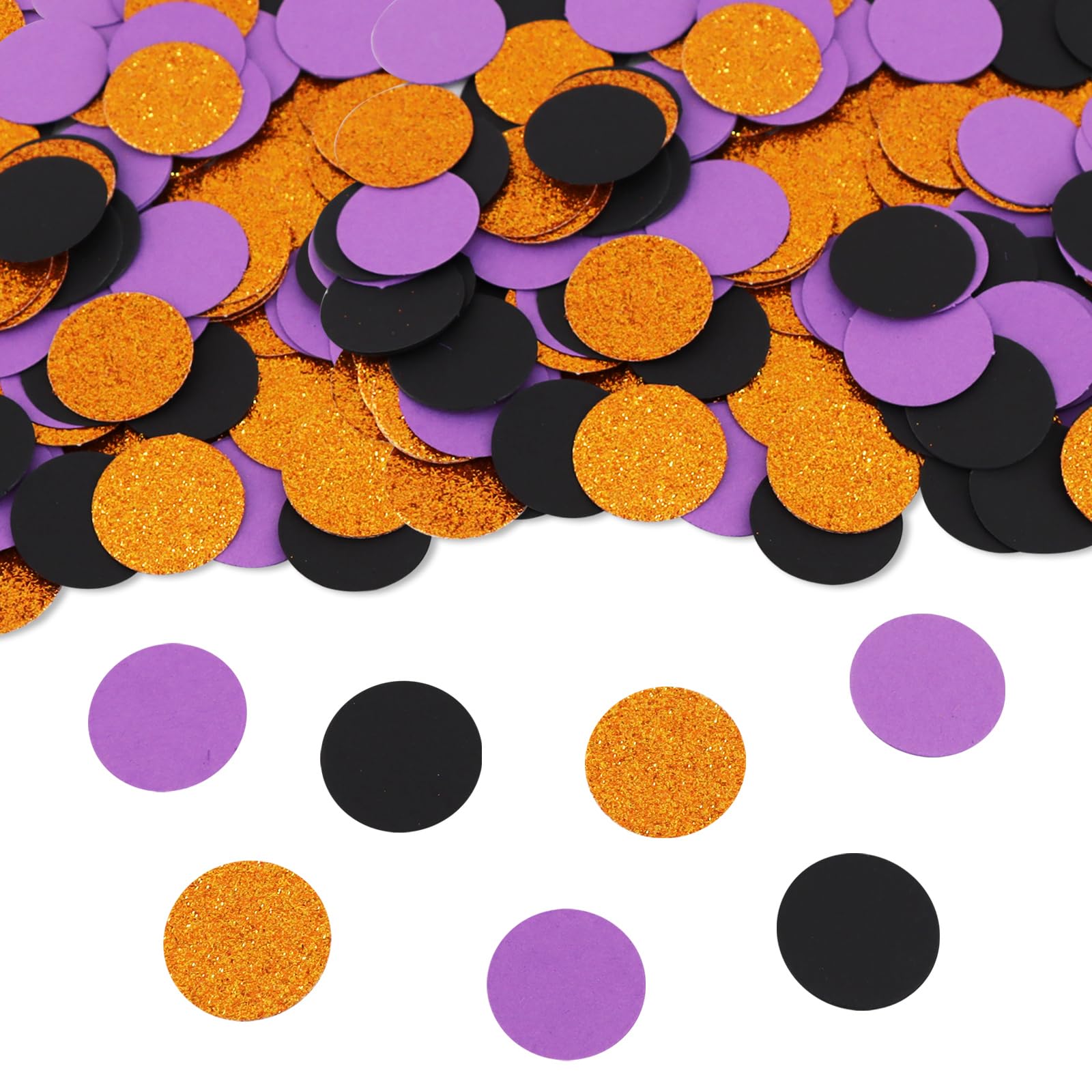 300Pcs Round Confetti Black Orange Purple Paper Table Confetti