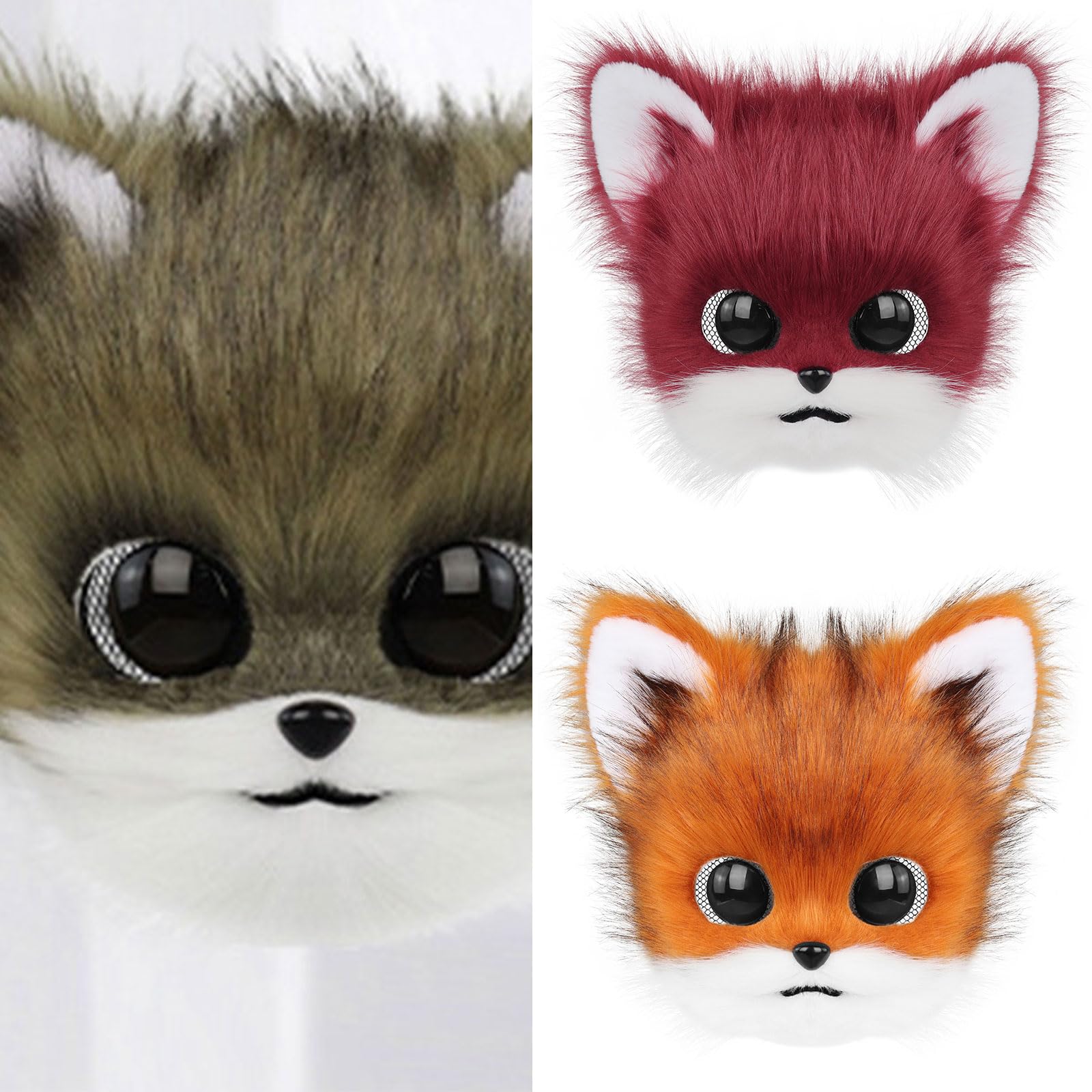 Masque facial en tissu respirant pour un port prolongé, adapté pour le cosplay, Halloween et les spectacles sur scène, masque de tête de chat en peluche