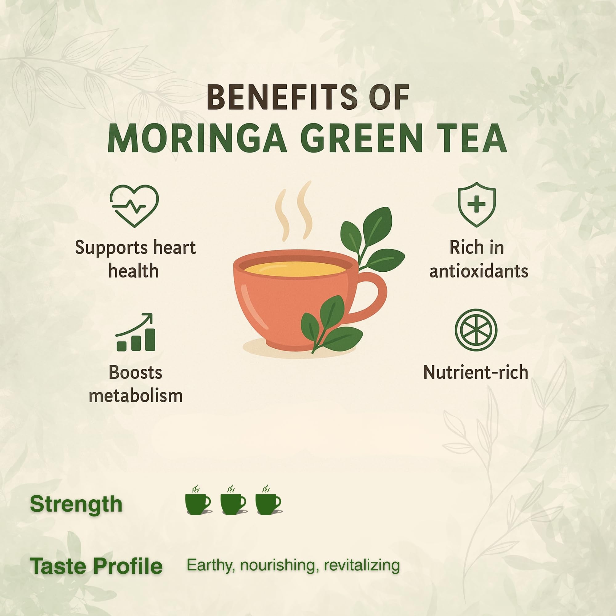 Brewora Moringa Green Tea | Refreshing Green Tea Blend with Moringa Leaves | Natural Wellness Drink | Flavorful & Energizing Tea for Daily Relaxation 2