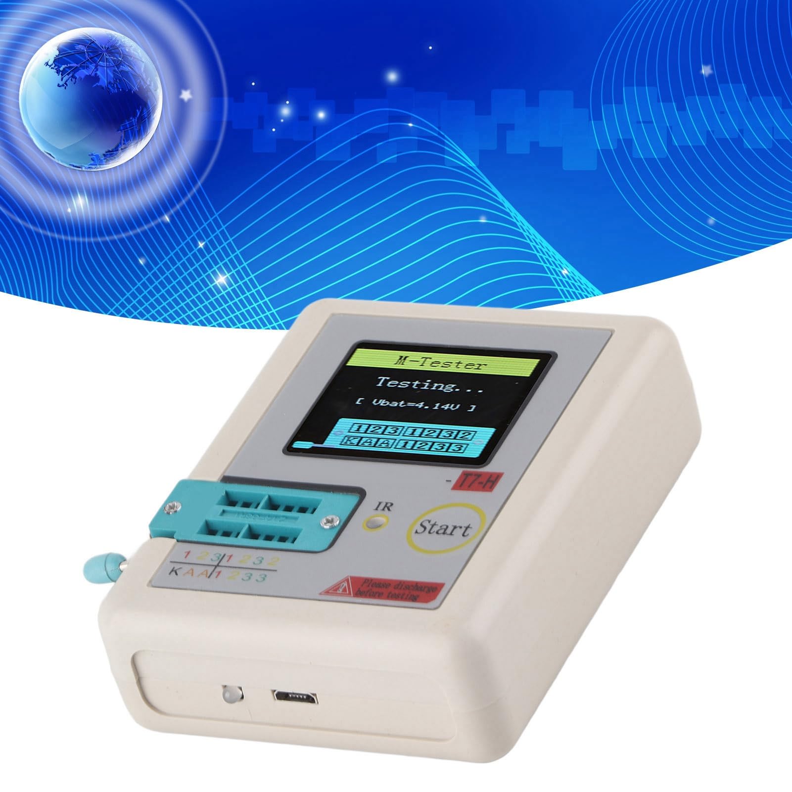 TC-T7-H TFT Transistor Tester Diodo Triodo Capacitancia Pantalla gráfica Detector de calibración automática multifunción