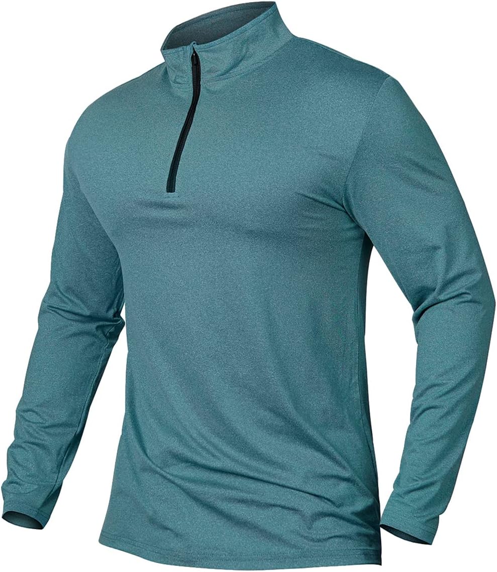 MANSDOUR Men’s Quick-Dry Active Sports Shirts Quarter Zip Long Sleeve Running Pullover Tops Outdoor Sweatshirt