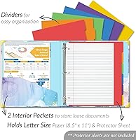 Vista 2 de Elegante carpeta de 3 anillos de 1 pulgada, bonito organizador de tres anillos para papel tamaño carta, carpeta de 1 pulgada con divisores