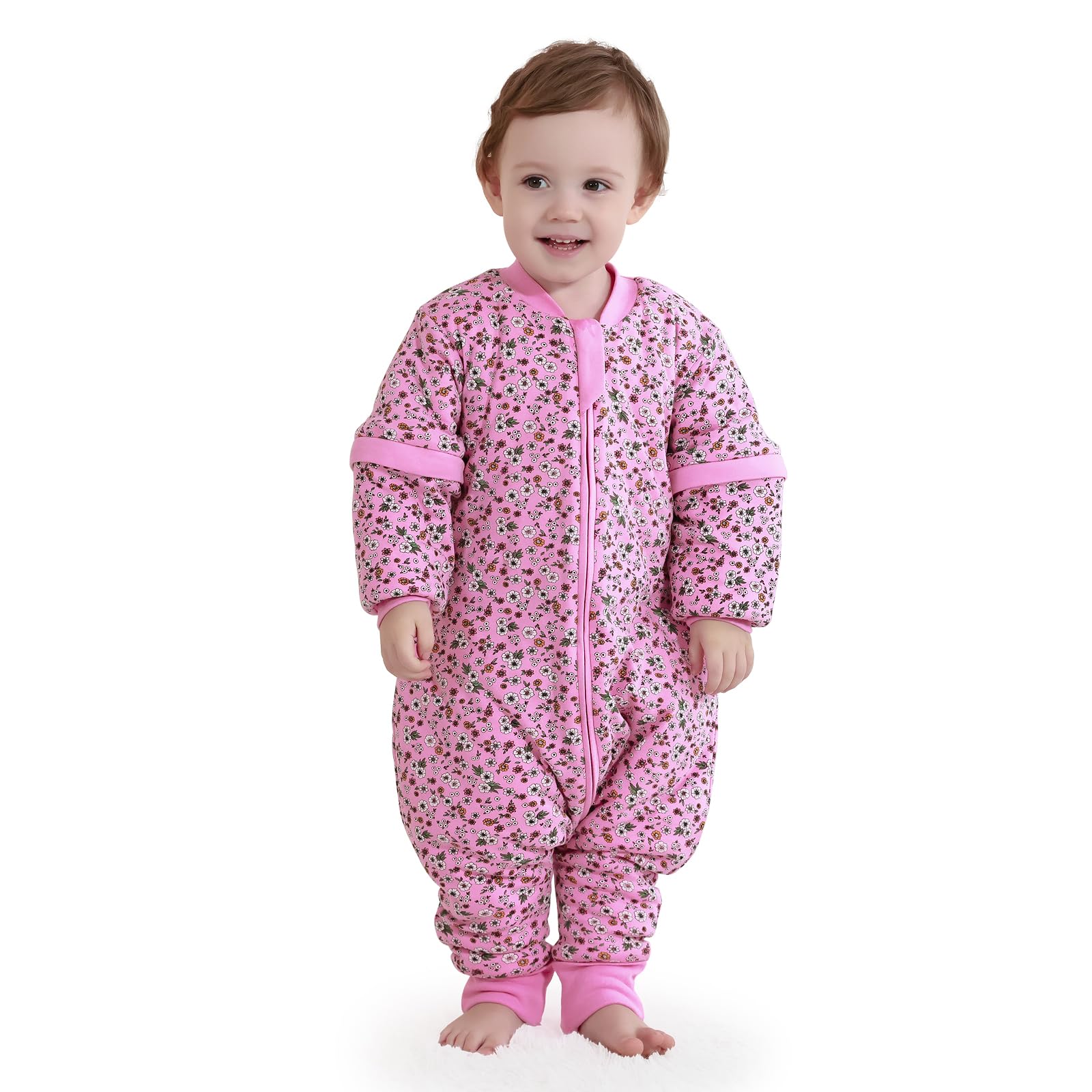 Mosebears Sacco nanna per bambino con gambe Sacco nanna per bambini foderato in caldo invernale con maniche staccabili, pigiama unisex per bambina