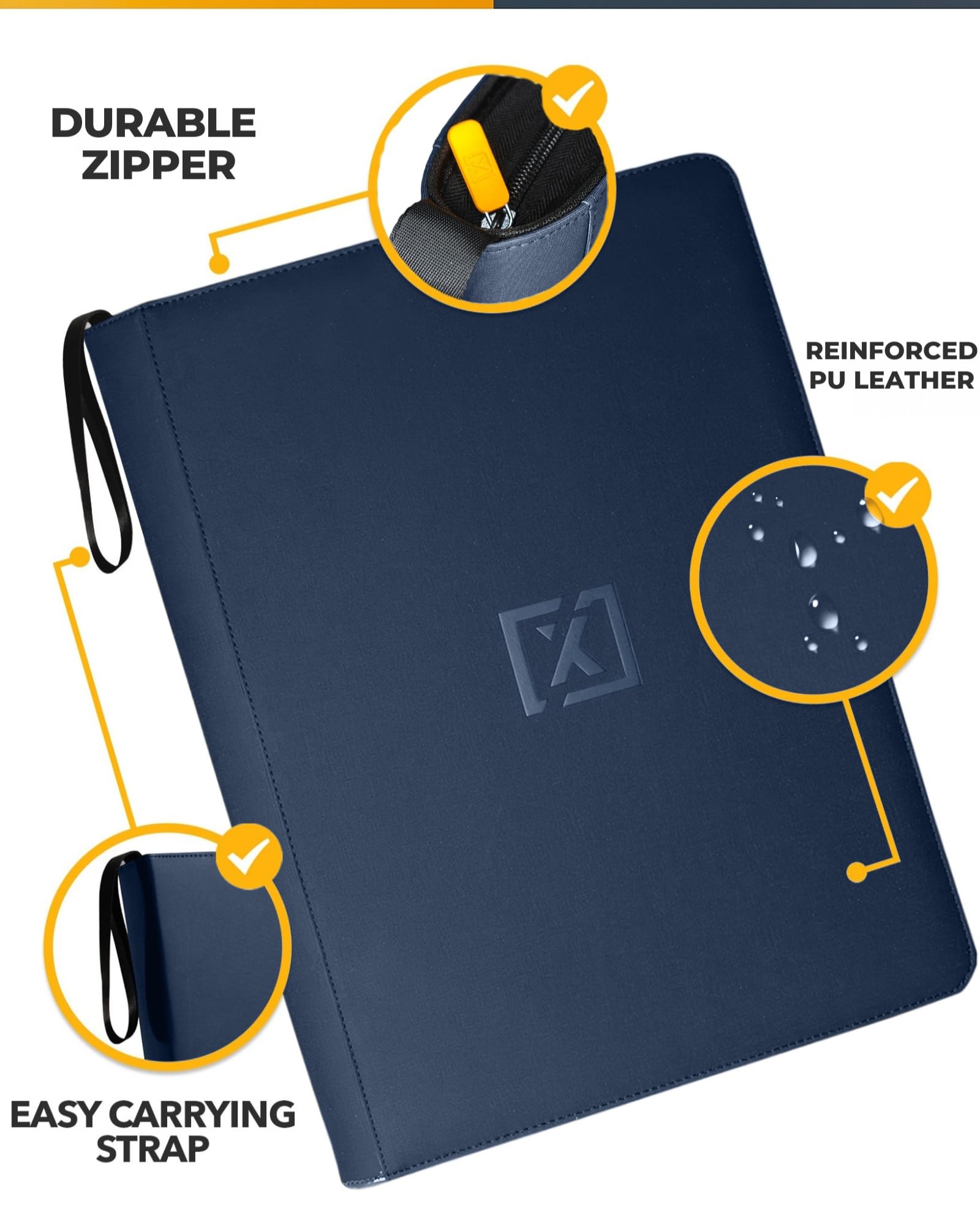 X PRO 1000+ - Carpeta de tarjetas - Viene con 200 fundas para tarjetas | Compatible con TCG, Sports, MTG y más - Carpeta de tarjetas coleccionables sin anillo | 1000 bolsillos | Carpeta TCG (azul
