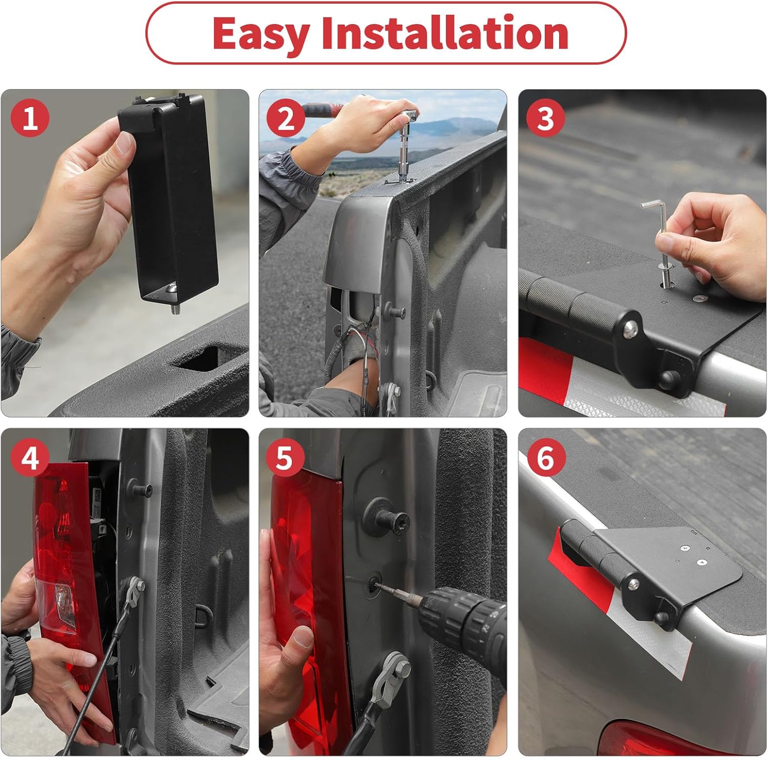 Linskip Heavy Duty Truck Bed Grab Handle Compatible with 2007 2008 2009 2010 2011 2012 2013 Chevy Silverado & GMC-Sierra 1500 2500HD 3500HD, Tailgate Handle Assist Support, Exterior Accessories(RT)