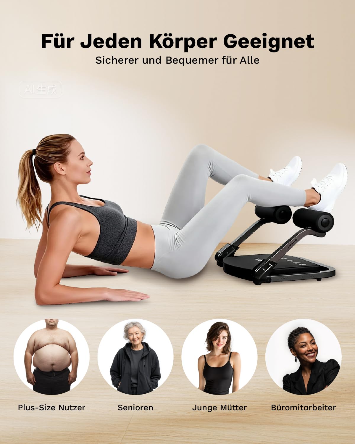AIRHOP 8-in-1 Smart Core Ab Machine, klappbarer Bauchtrainer & Bauchmuskeltrainer bis 100 kg, Bauchtrainer für Zuhause & Büro, Ganzkörper-Workout Bauch Beine Po Trainingsgerät
