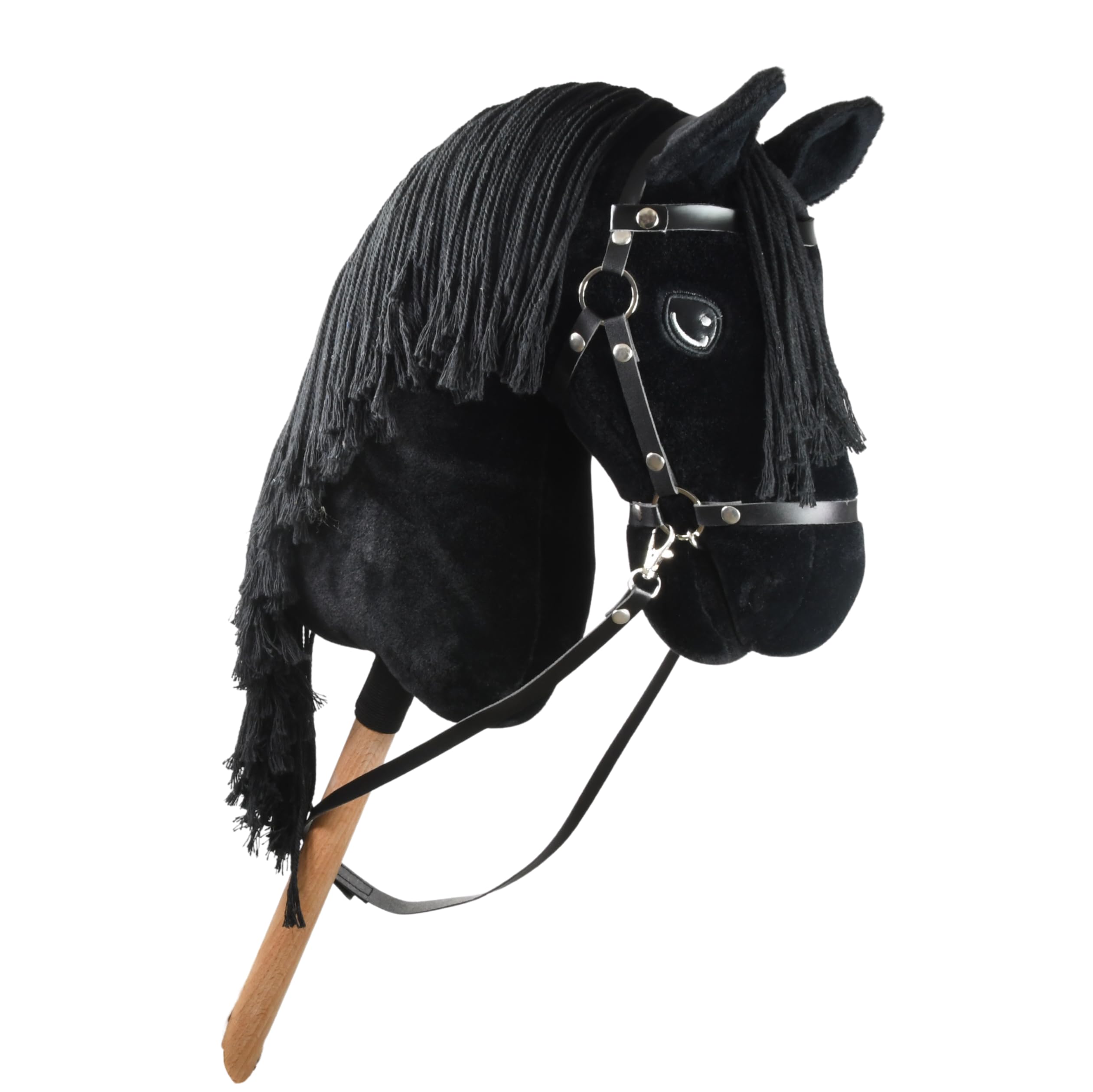 Black Star Hobby Horse A3 - realistyczny czarny fryzyjski koń - zabawka jeździecka dla dzieci