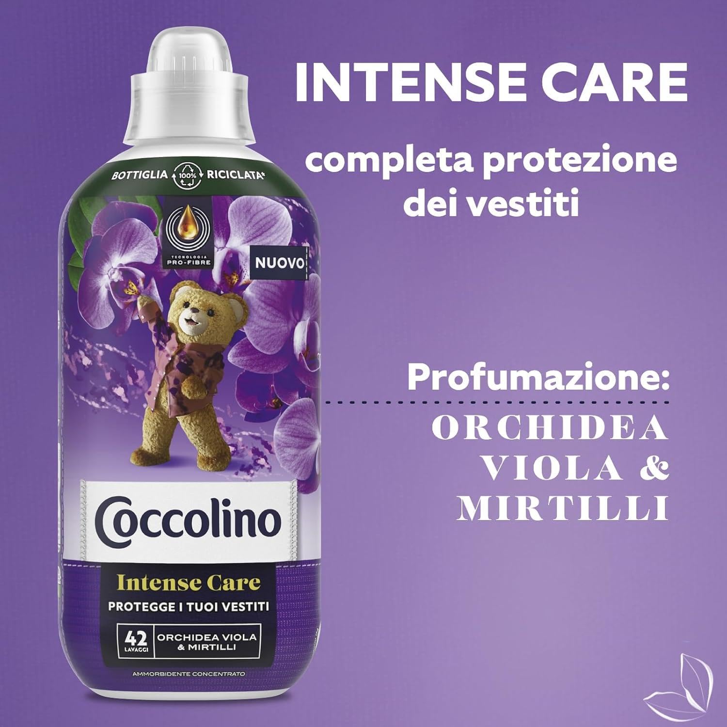 Coccolino Suavizante concentrado orquídea violeta y arándanos, suavizante para lavadora Intense Care con tecnología Pro-Fibre, formato hasta 336 lavados, 8 unidades de 980 ml
