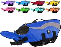 Vista 15 de EMUST Chalecos salvavidas ajustables para perros pequeños con flotabilidad mejorada, chaleco de natación para perros pequeños con asa de rescate Azul