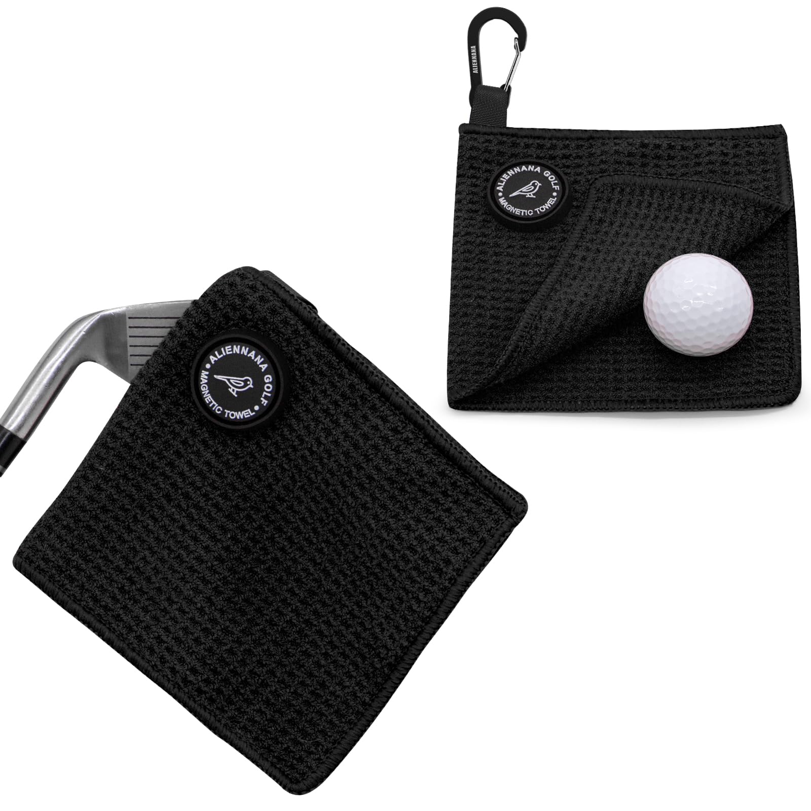 Small Magnetic Golf Towel, Microfiber Waffle Design with Clip - Industrial Strength Magnet for Golf Bags, Carts Clubs