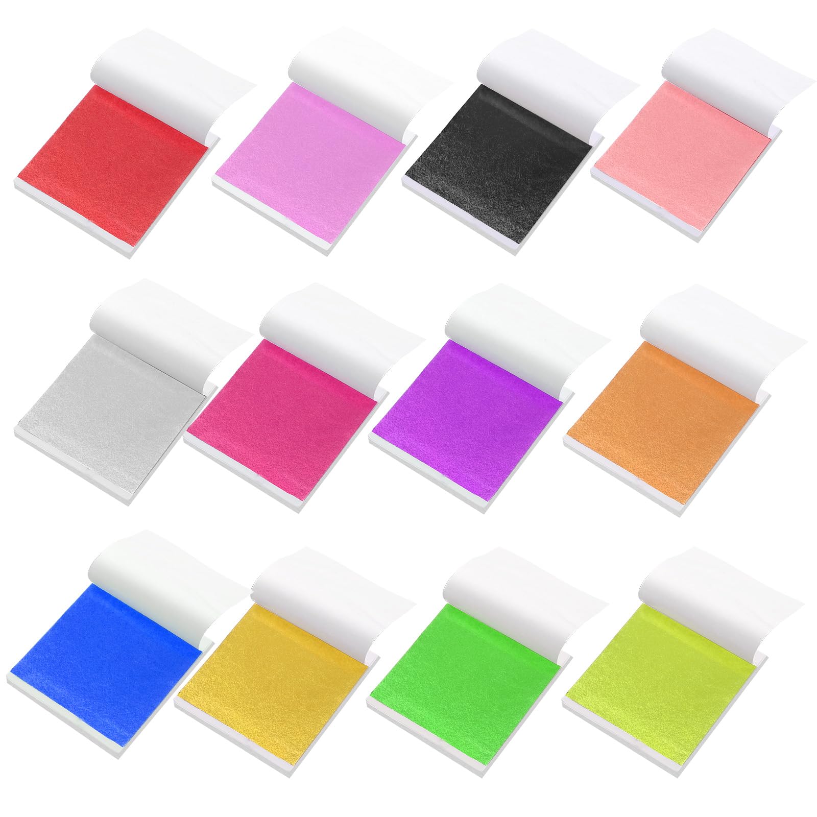 240 hojas de hojas doradas, copos de lámina dorada, 12 colores, hojas metálicas de imitación de hojas doradas, papel para resina, manualidades, uñas, muebles, decoración del hogar
