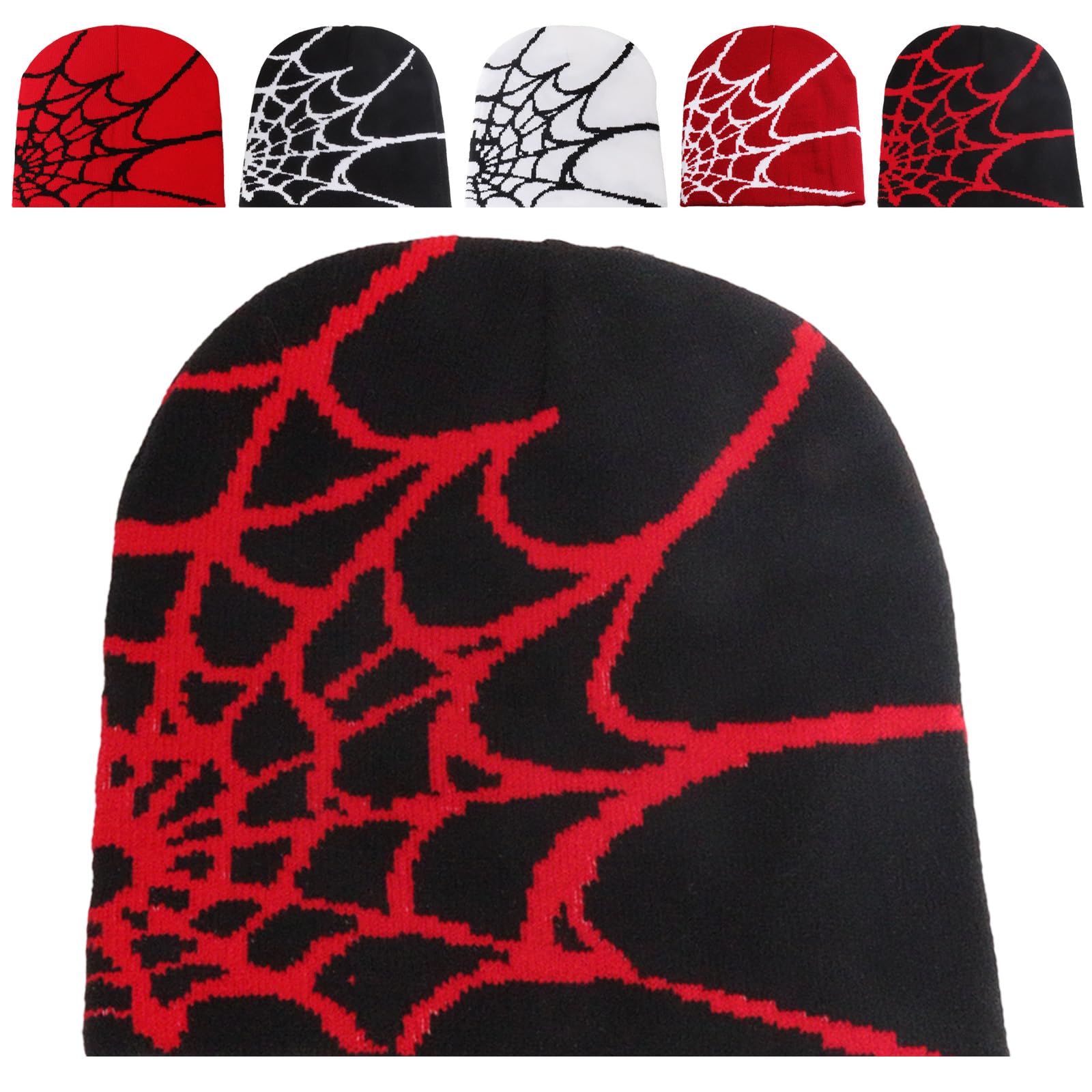 Sumneo Unisex Spider Hat Warm - Funny Animal Beanie Skully Hood for Men and Women - Soft Winter Hat for Skiing, Cycling, Outdoor, Carnival, Black + red, S/L