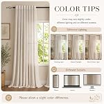 MEETSKY Natural Linen Curtains 84 Inch Length for Living Room, Light Filtering Semi Sheer Curtains & Drapes for Sliding Glass Door 2 Panels Set Farmhouse Country Style Grommet Draperies, 52" Wide