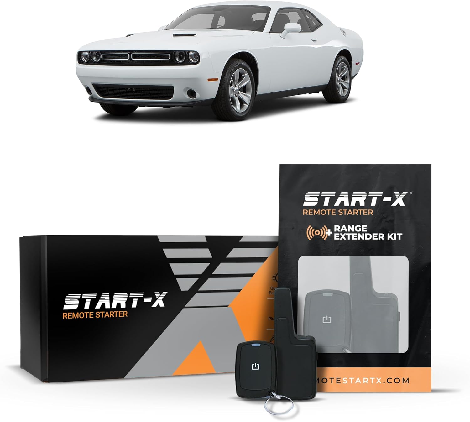 Start-X Remote Starter Kit + 2000ft 1 Way Range Extender for Dodge Challenger (2015, 2016, 2017) Vehicles with Push-to-Start Ignition
