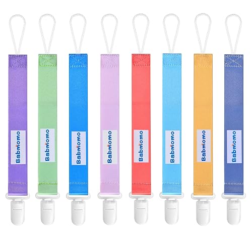 Miniatura 1 de Babmomo Clip para chupete, paquete de 8 soportes para chupete para niños y niñas, elegante correa de clip Binkie, se adapta a la mayoría de estilos