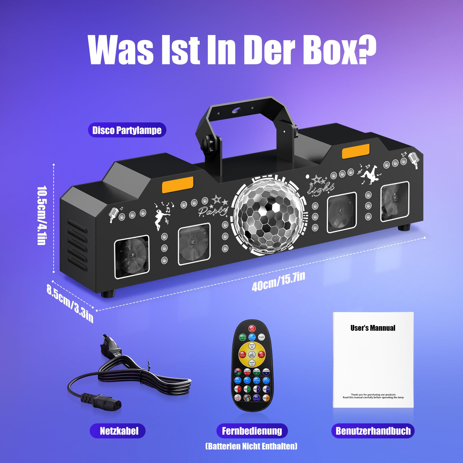 Musikgesteuertes Discolicht Partylicht mit DMX512, UV-Licht & Discokugel - DJ Licht für Club, Party, Fest, Hochzeit, Halloween