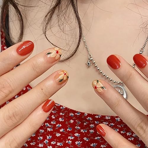 Miniatura 14 de Uñas postizas cuadradas - Uñas acrílicas cortas y bonitas en blanco con diseños de flores moradas - Uñas adhesivas reutilizables para mujeres y niñas