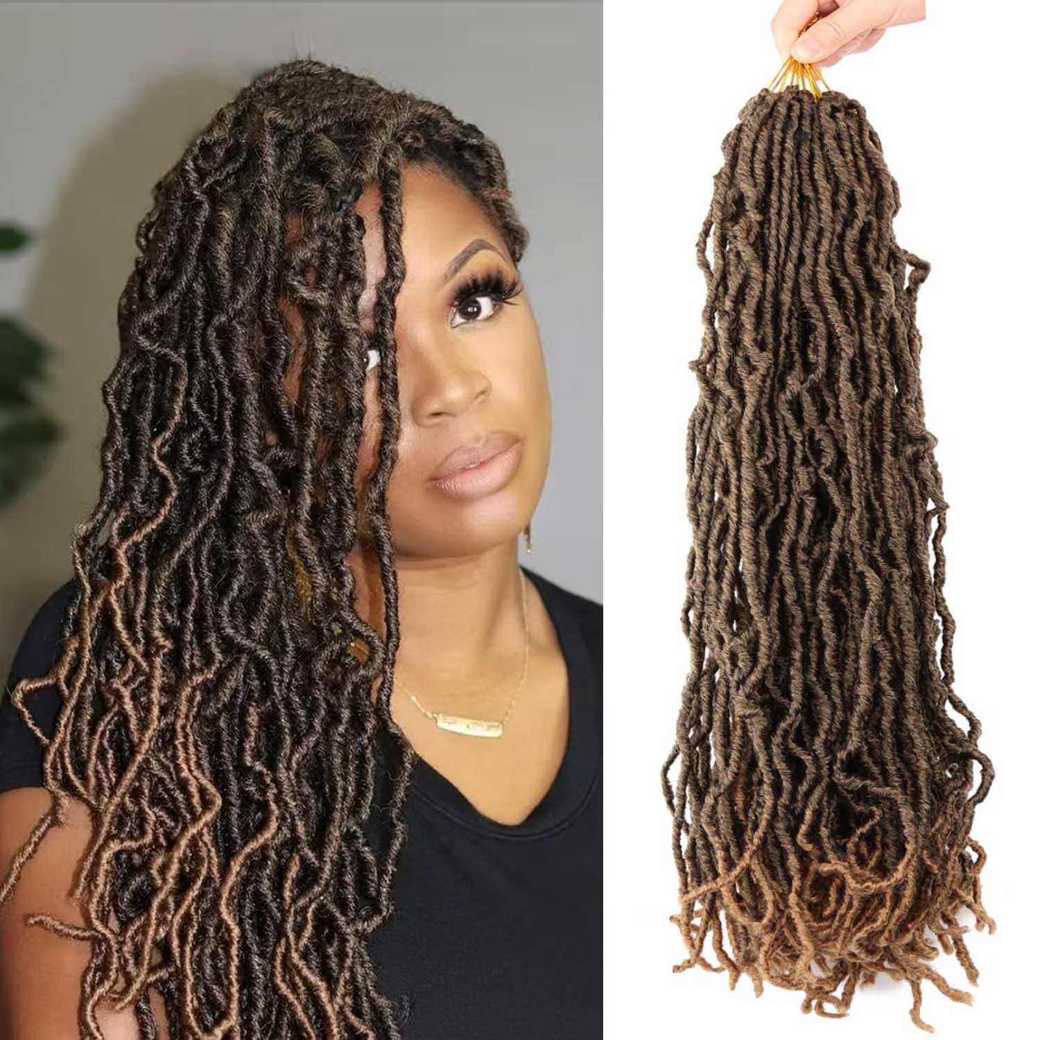 8 Packs Soft Faux Locs Crochet Hair 18 Inch for Butterfly Locs Distressed Locs Crochet Hair for Black Women (T27, 18 Inch(Pack of 8))