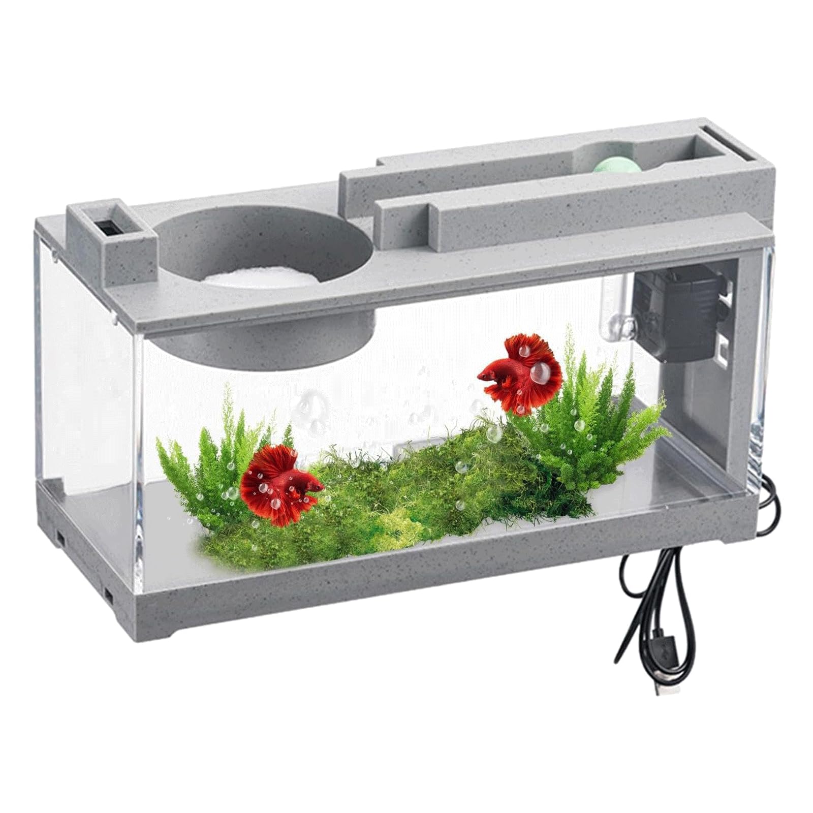 Acuario 2 Piezas de Pescado Bomba de Agua del Acuario de plástico Acuario Multifuncional USB Desktop Recargable Tanque Pescado Pequeño Pecera