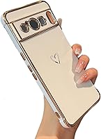 Vista 93 de ZTOFERA Funda diseñada para Google Pixel 7a, bonito diseño de corazones de amor con borde chapado y protección de lente de cámara, para Google Pixel