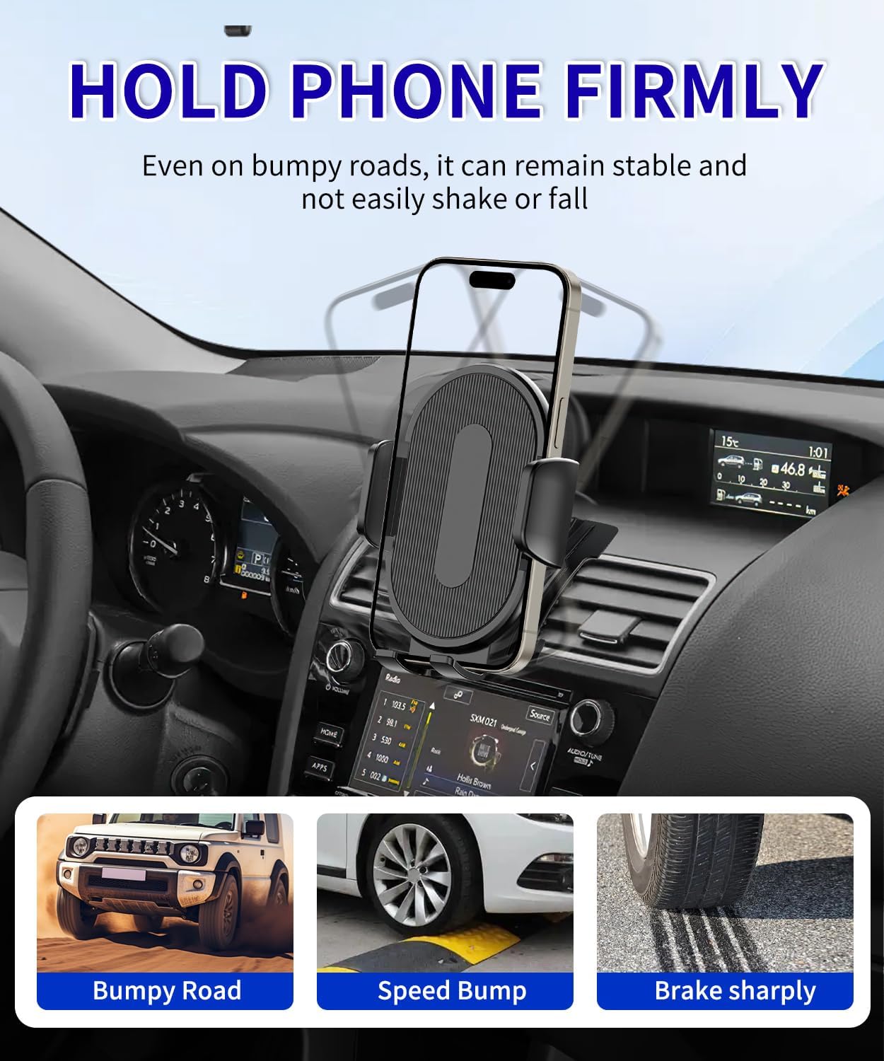 Car Phone Holder for Subaru Forester 2014-2018 / XV Crosstrek 2013-2015 Auto Accessories，One Hand Place & Pick，360° Rotation，Hands Free，for 4.7-7 inch Phones