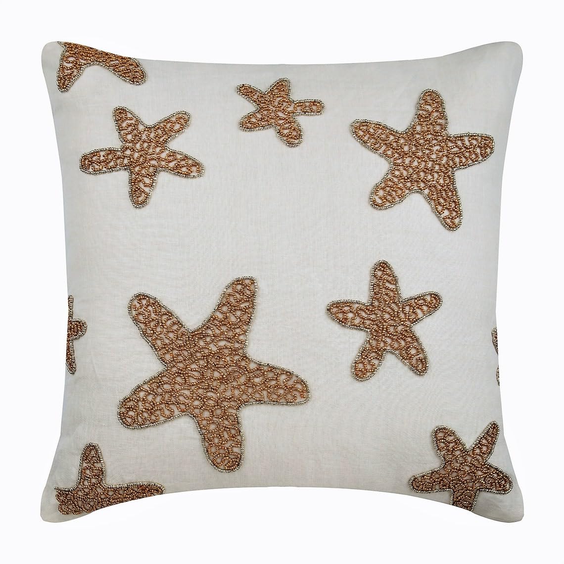 The HomeCentric Decorative Cushion Covers 65 x 65 cm White, Cotton Throw Cushion Covers, Cushion Covers, Modern Pillow Cases - Gold Starfish โ image 1