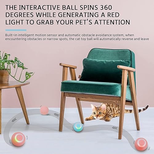 Miniatura 2 de Juguete de pelota para gatos, juguetes interactivos para gatos, bola móvil activada por movimiento automático, juego de escondite y busca para