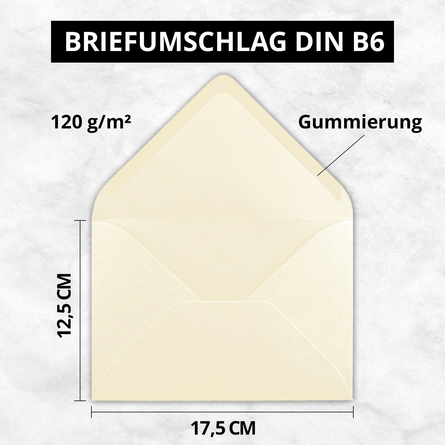 "farbenFroh by GUSTAV NEUSER "100x sobres B6-17,5 x 12,5 cm vainilla/crema cola húmeda con solapa puntiaguda 120 g/m² para bodas, tarjetas de felicitación, invitaciones