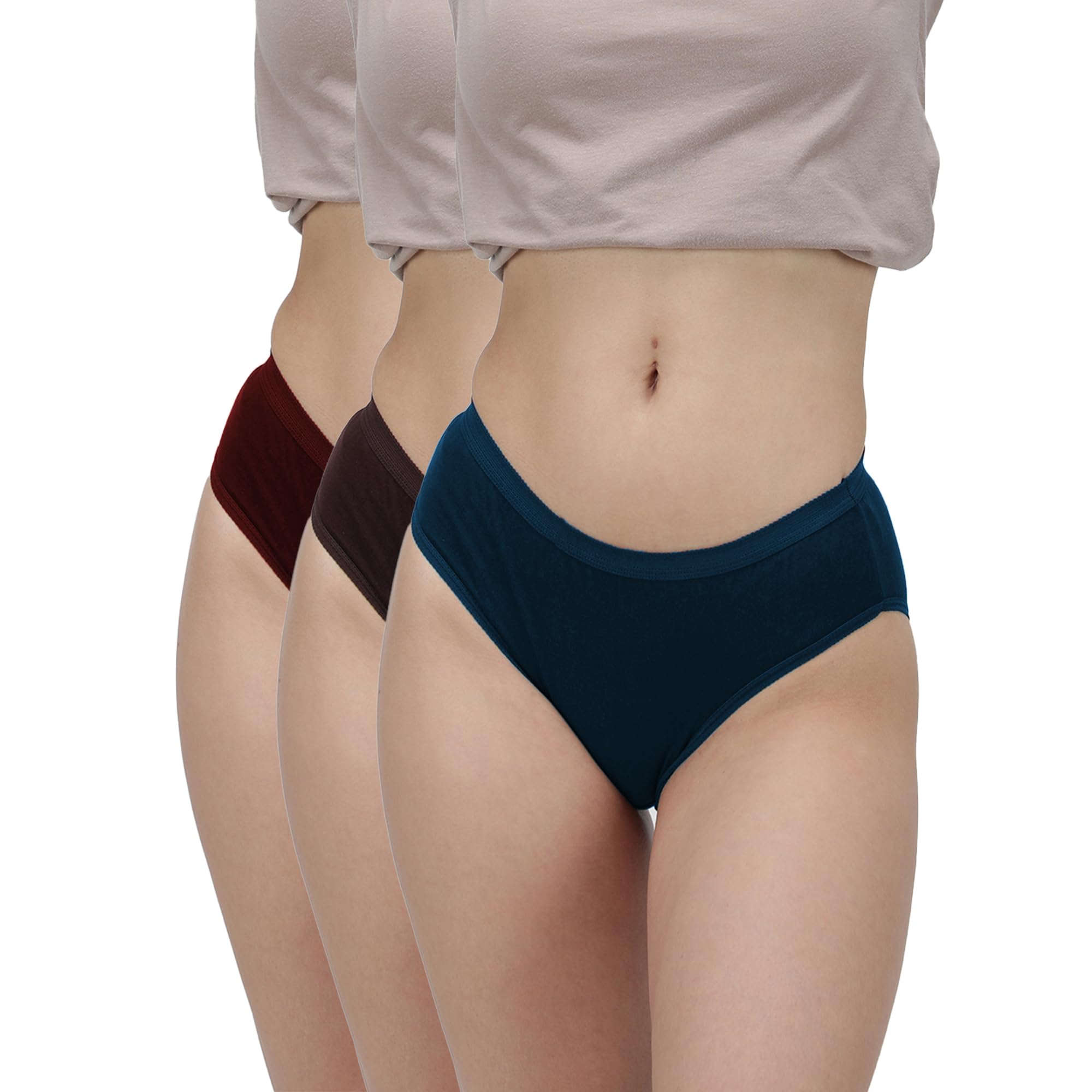 Pure Cotton Soft Light Weight Solid Women Multicolour Panty |Pack of 3.-image-43