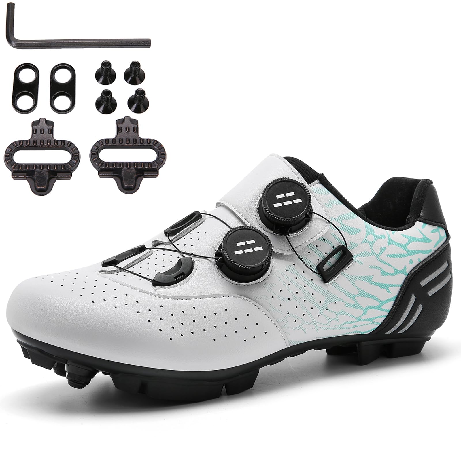 SDEQA Zapatilla de MTB Hombre, Zapatos Bicicleta de Montaña Compatible con SPD Pedales de 2 Tornillos con Calas Zapatilla de Ciclismo Unisex Adulto
