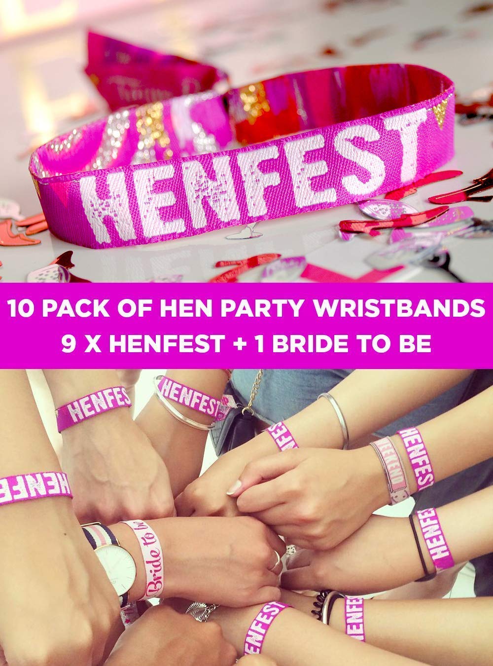 HENFEST Hen Party Wristbands (Pack of 10) lockdown hen do
