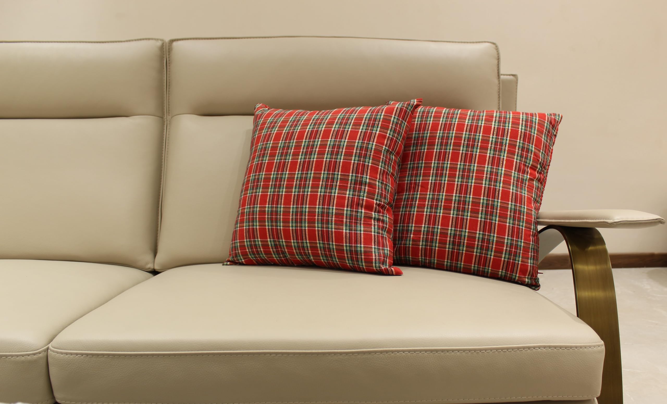 Christmas Cotton Fabric Textured Weaved Cushion Cover for Living Room, Bedroom (Red, Pack of 1)