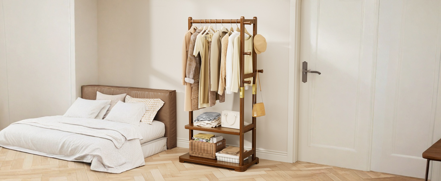 Amazon.com: Taitiy Coat Rack Solid Wood Clothes Rack with 2