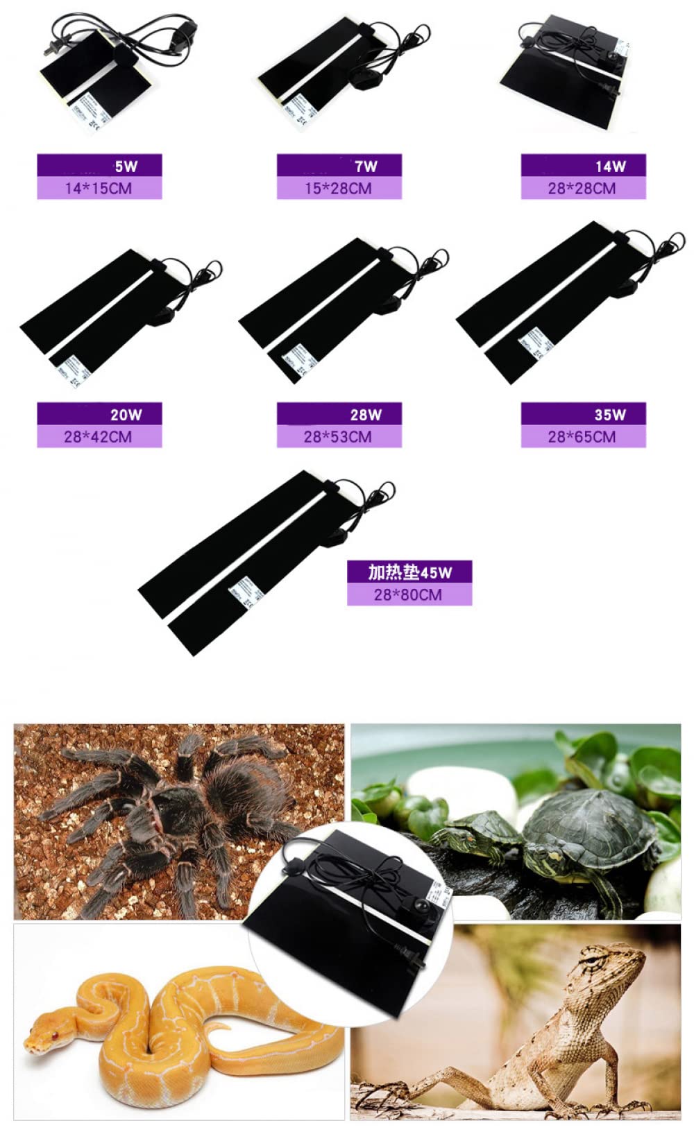 LSQ Tappetino riscaldante per Animali Domestici per rettili, Tappetino riscaldante per Tappetino riscaldante per rettili sotto Il Serbatoio con regolatore di temperatura-20w