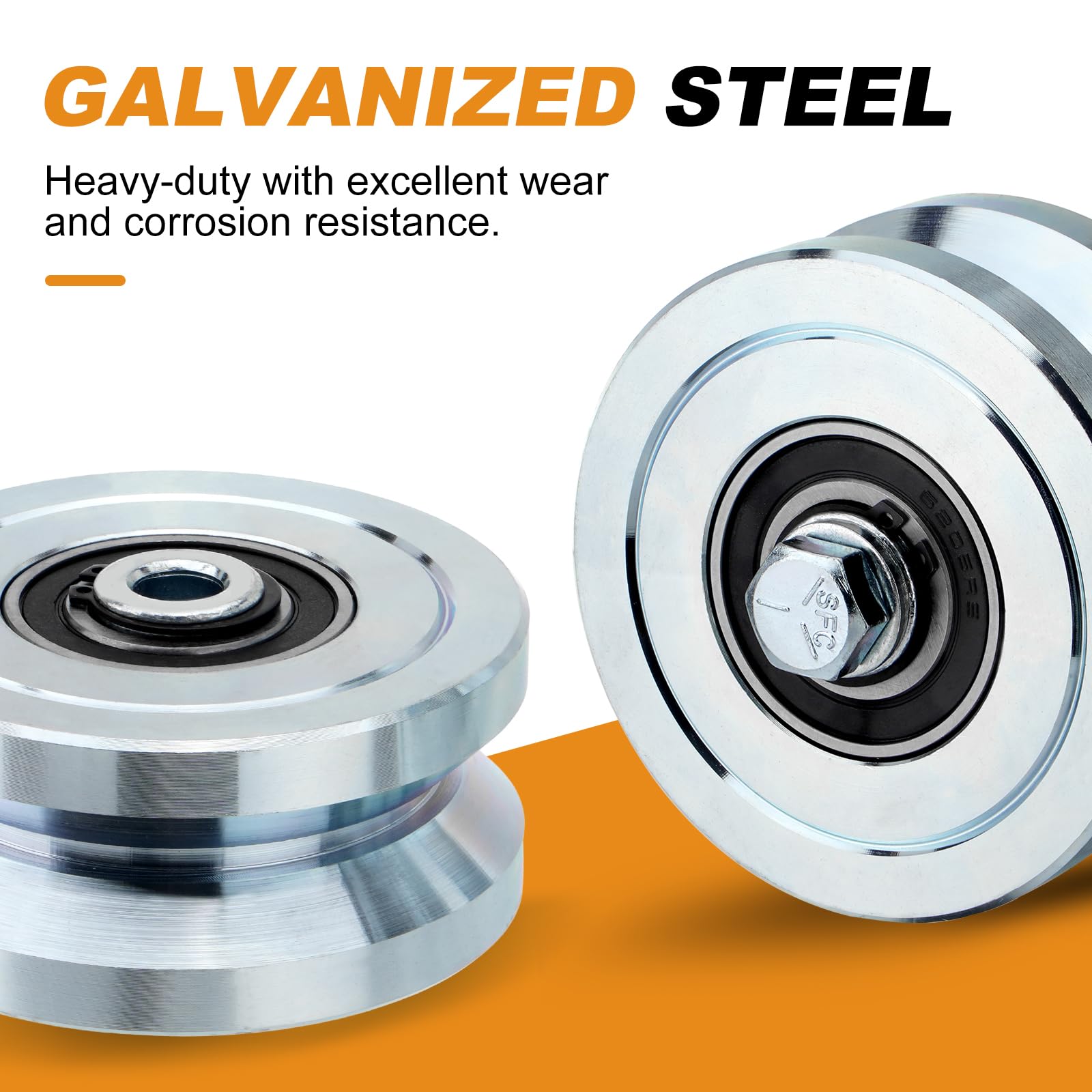 4" V Groove Gate Wheels, 3000LBS Solid Sliding V Groove Wheels — Amazon image 2