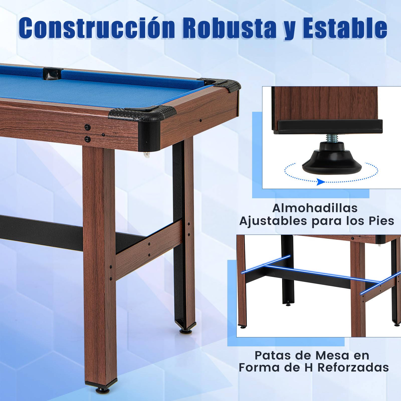 COSTWAY Mesa de Billar para Niños y Adultos, Mesa de Madera con Juego de Bolas, 2 Palos de Billar, 2 Tizas, Triángulo, Cepillo, para Sala Bar Gimnasio, 122 x 61 x 76 cm