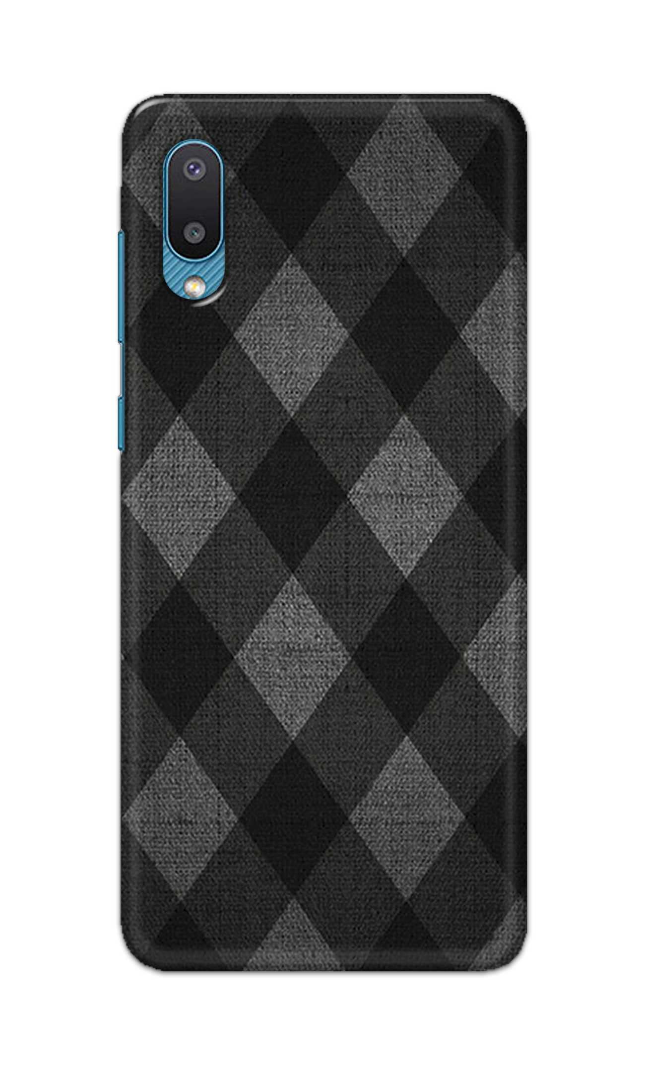 Printed Hard Back Case Cover for Samsung Galaxy M02 Back Cover (Black Abstract Rhombus) -030325(FC)
