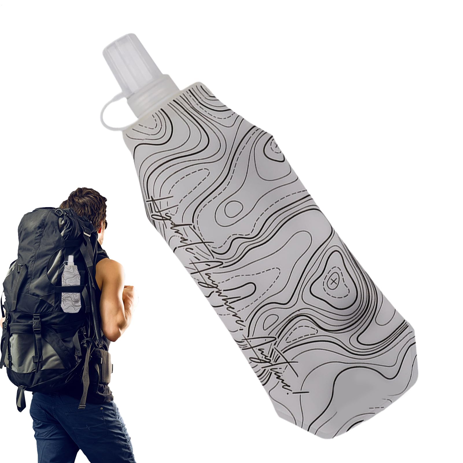 Gourde souple portable en silicone pliable pour sport de plein air adulte