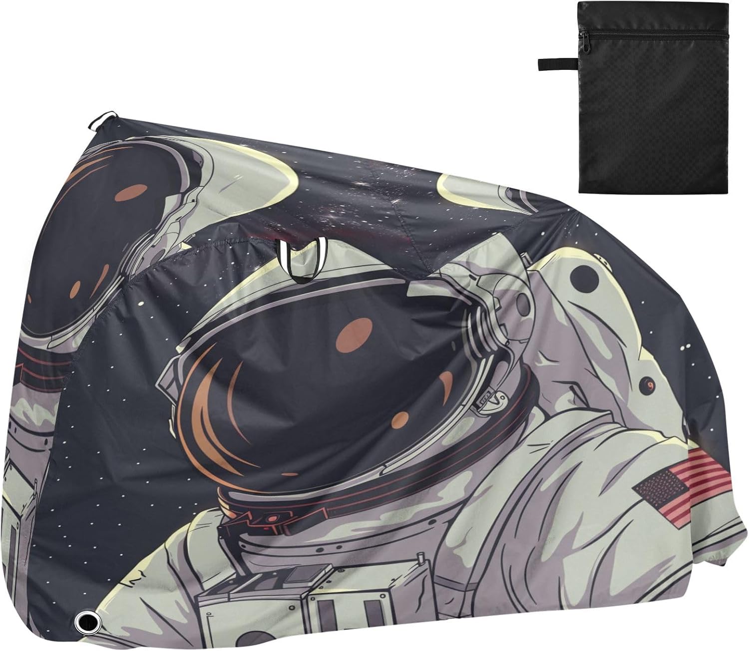 ALAZA Astronaut Portrait Starry Sky Bike Cover Waterproof Outdoor Ebike Bicycle Covers Tarp Protection for 1/2 Bikes, Sun UV Dust Wind Proof