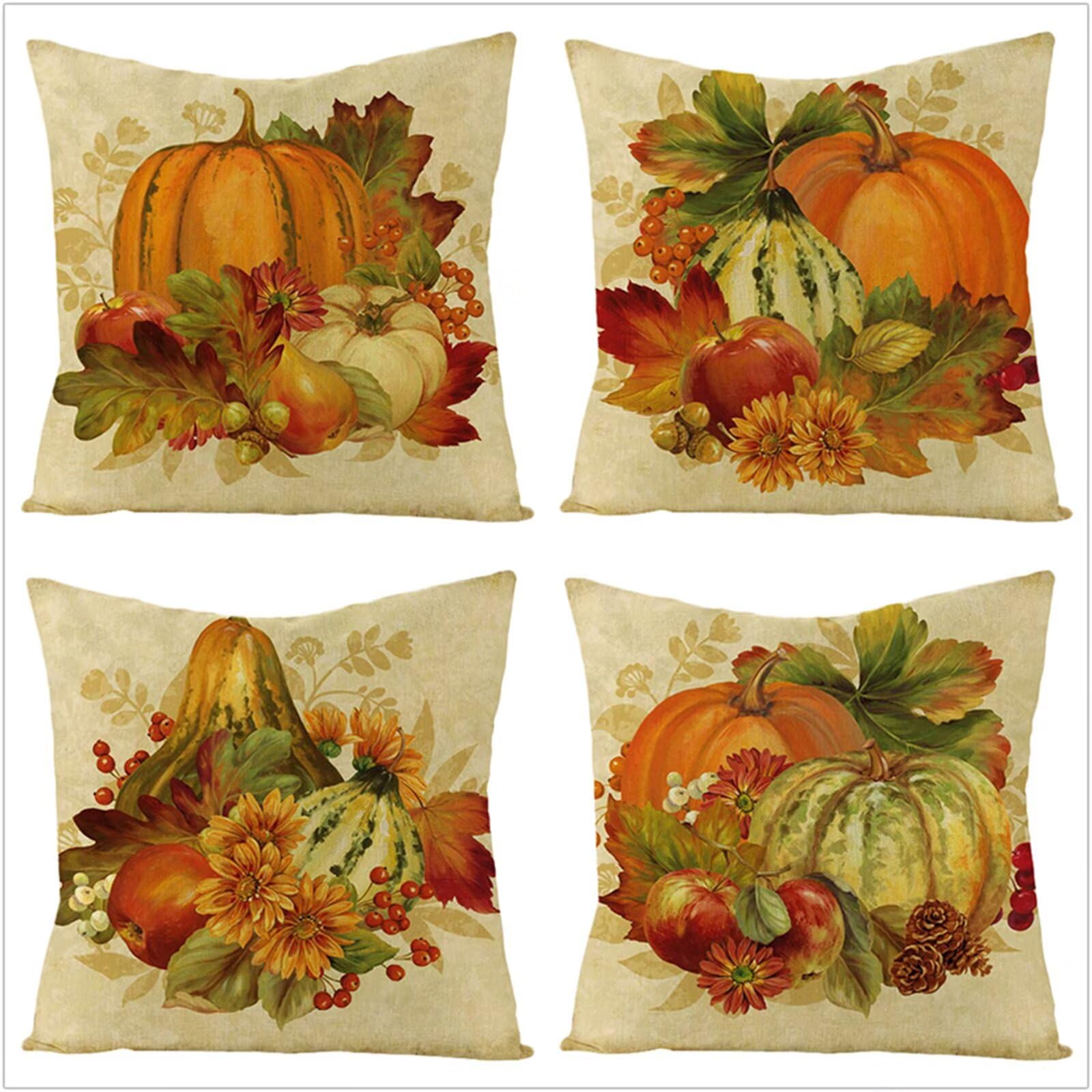 Fundas Cojines 70x70cm,Juego de 4 Fundas de Cojines Modernas Terciopelo Decorativa Hogar Almohadas Fundas para Sala Sofá Cama Decoración para Hogar Flores de Calabaza Amarilla