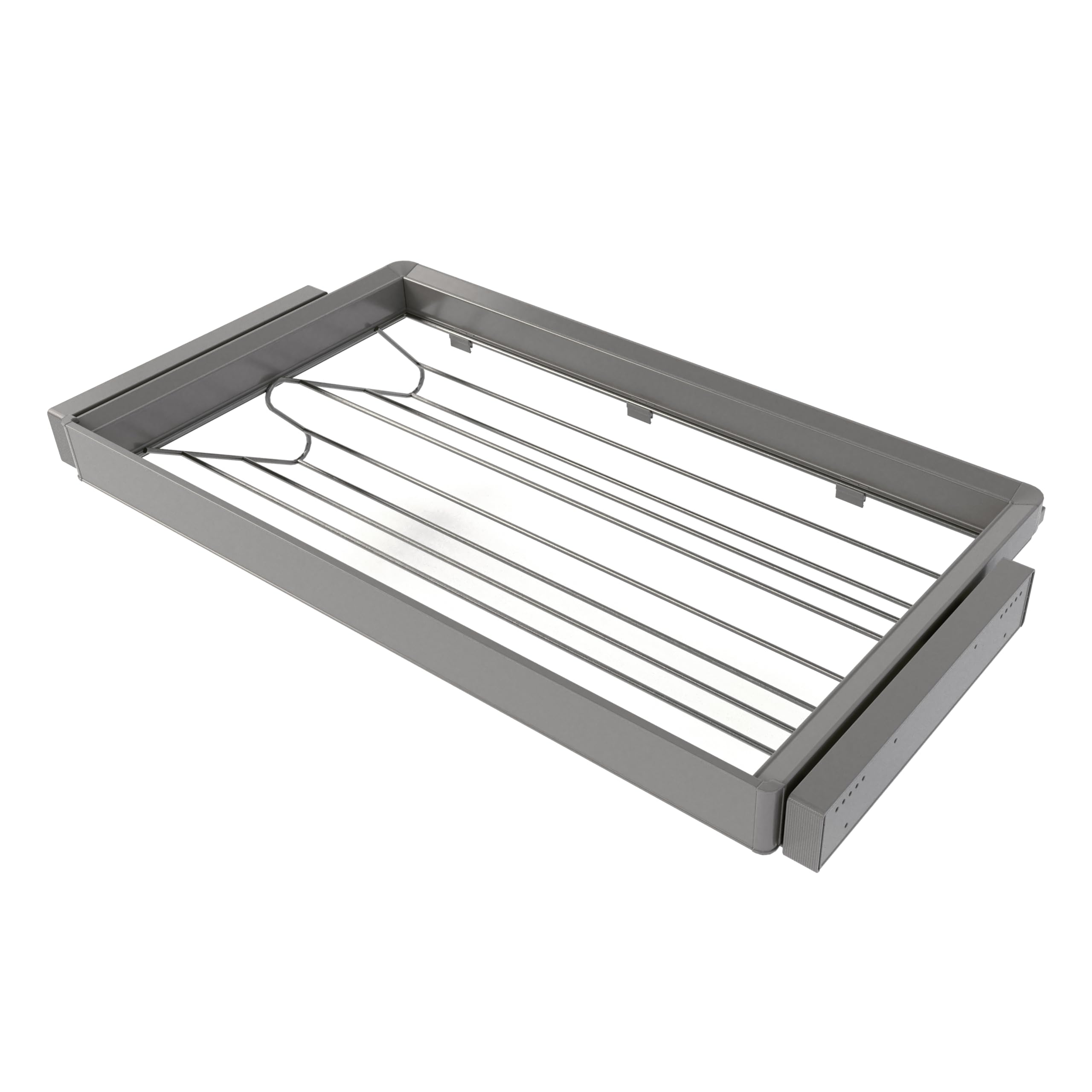 Emuca - Kit de cajón zapatero y bastidor regulable Quartz para armarios, guías de cierre suave y extracción total, Módulo 90cm, Acabado Titanio