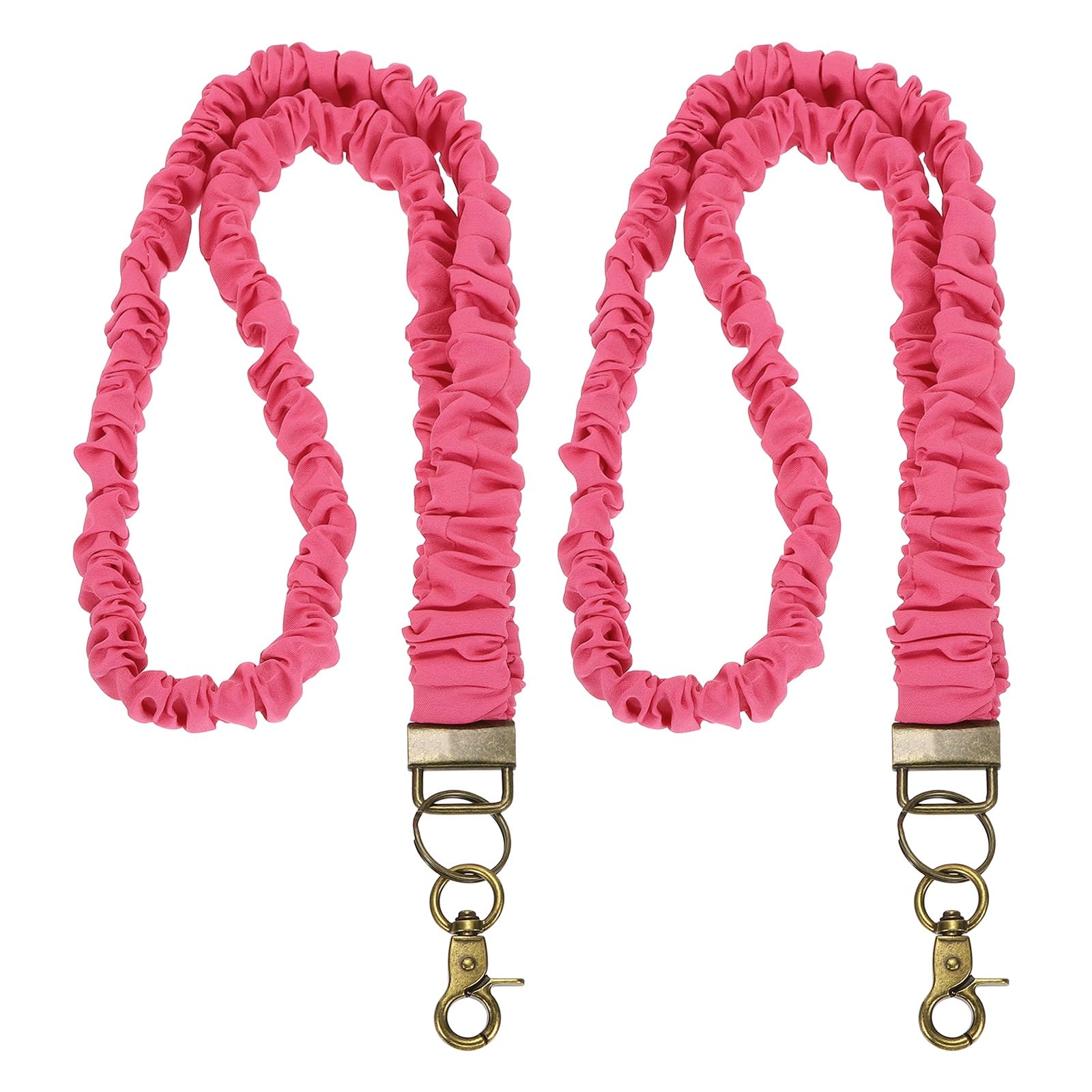 PATIKIL Scrunchie Lanyard Teacher,2 Pcs Stretchy Lanyards,Rose Red