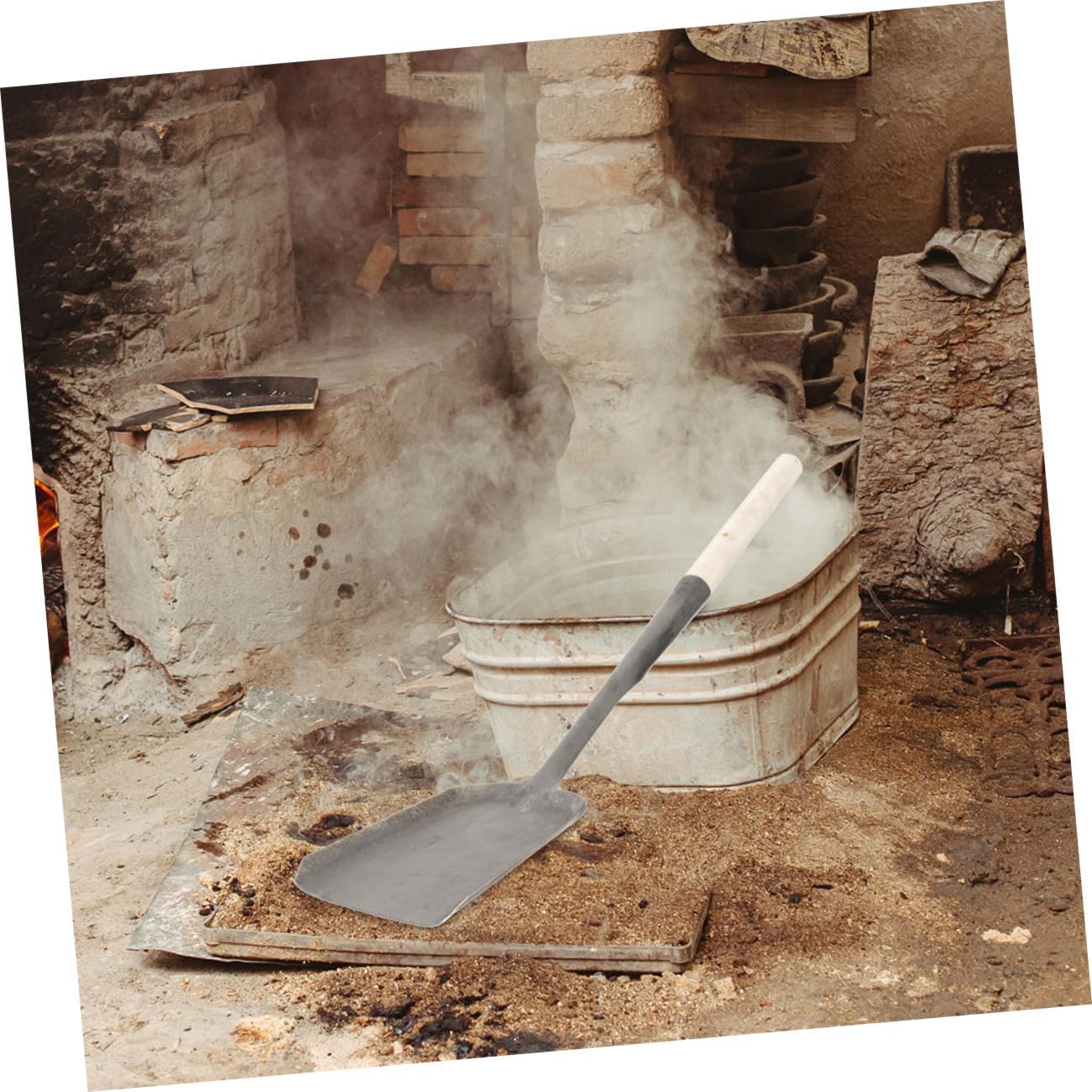SOLUSTRE Fireplace Shovel Long Handle Stove Shovel for Ash Cleaning Coal Hand for Kitchen Stove Burning Fireplace Tools 24.40 X 5.51 X 1.96 in 1 Pack