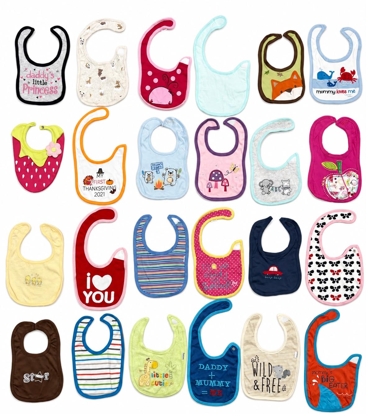 Pack of 5 Baby Bibs for Babies (0-24 Months) | Random Colors & Prints | Soft & Absorbent Cotton Bib Set | Round & D-Shape Mixed Designs | Feeding, Drooling & Everyday Use.-image-21
