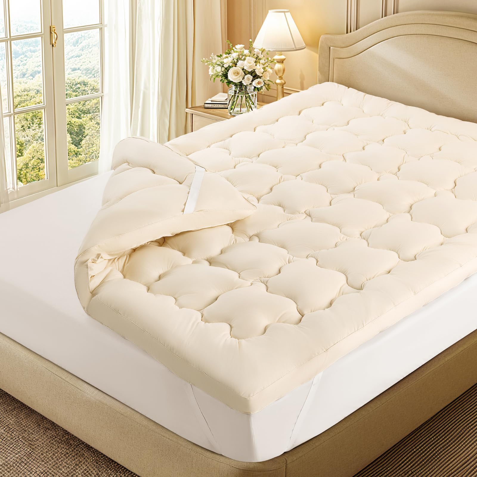 Photo 1 of LIANLAM Australian Merino Wool Mattress Topper, Queen, Beige
