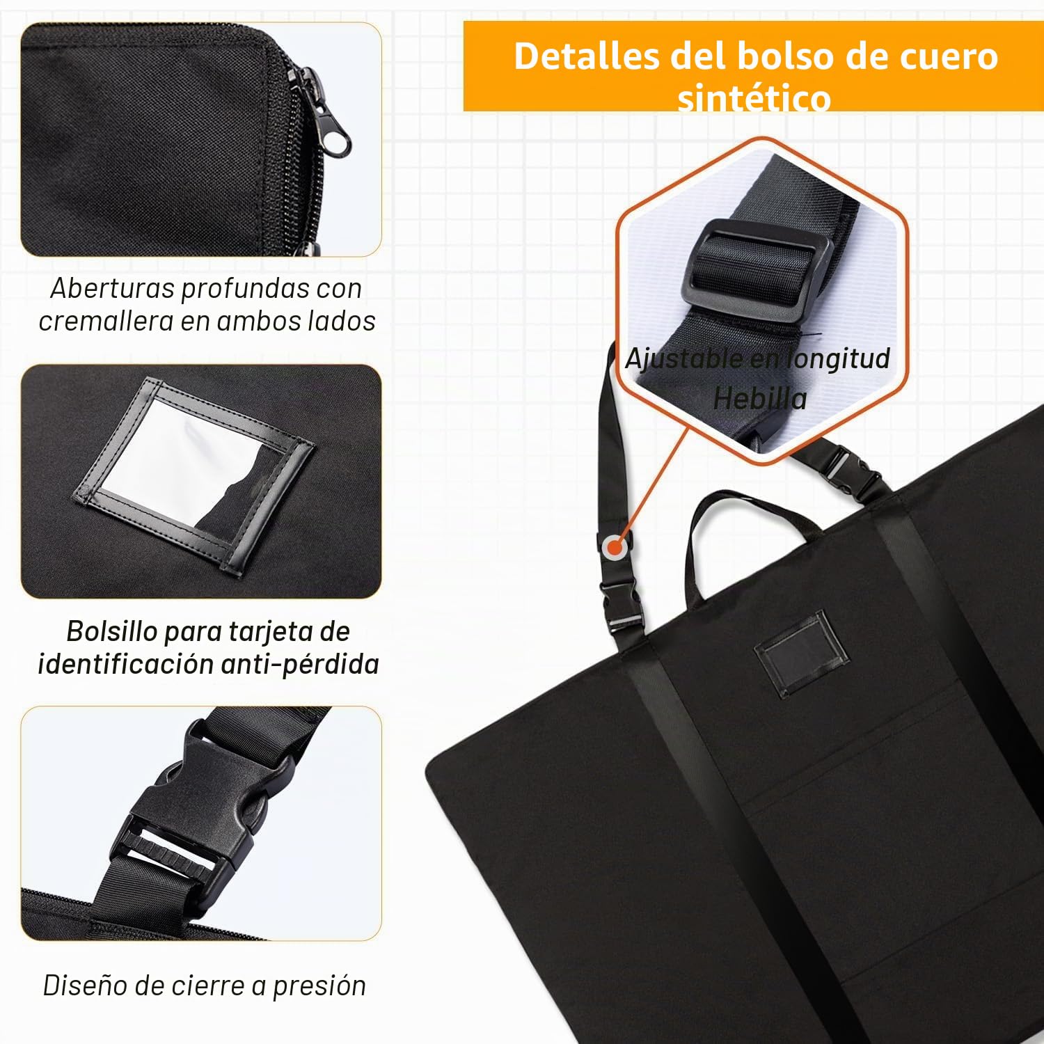 Cartera de artista A1, 61 x 91,4 cm, carpeta de dibujo con hombro y asa, resistente al agua, para obras de arte, bocetos, dibujos, pinturas, pósteres, fotografías, etc, Negro , Riñonera